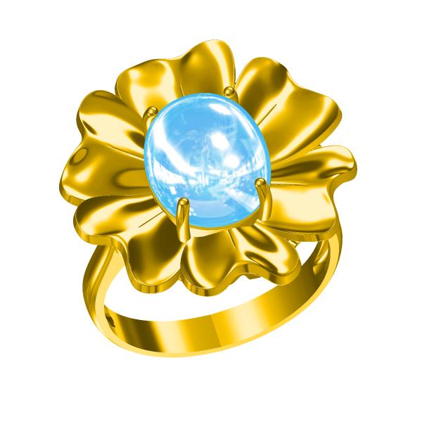 Blue Topaz 14 Carat Gold Flower Ring