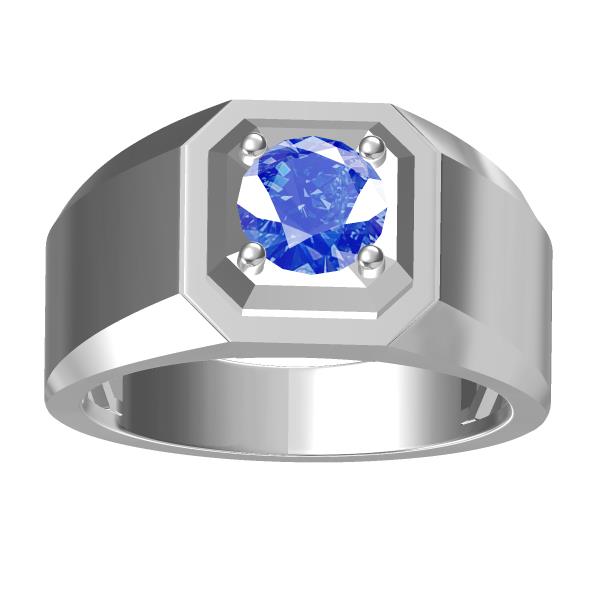 Blue Sapphire Platinum 950 Ring for man