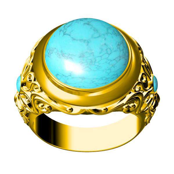 Turquoise 14 Carat Gold Ring for man