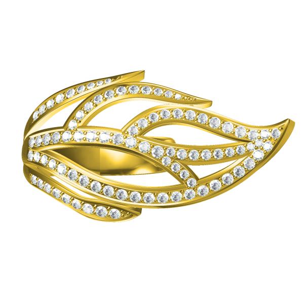 Diamond 18 Carat Gold Ring Leaf Ring