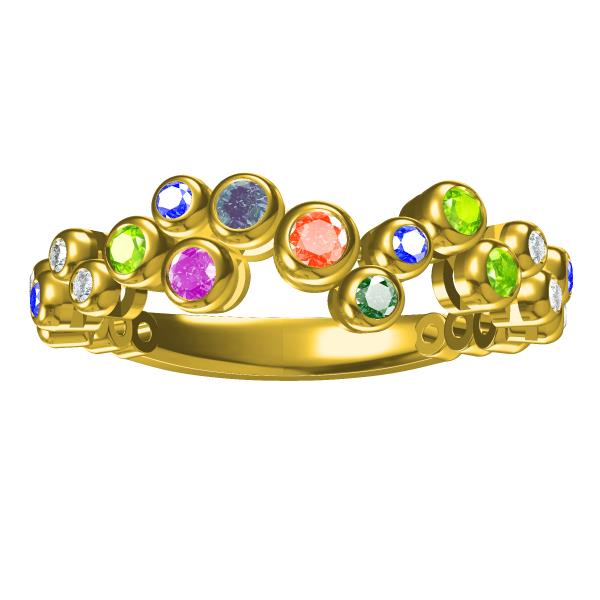 Rainbow Gemstones Gold Ring