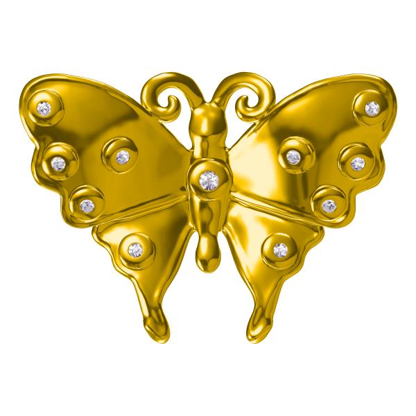 Diamond Carat Gold Butterfly Brooch Clip