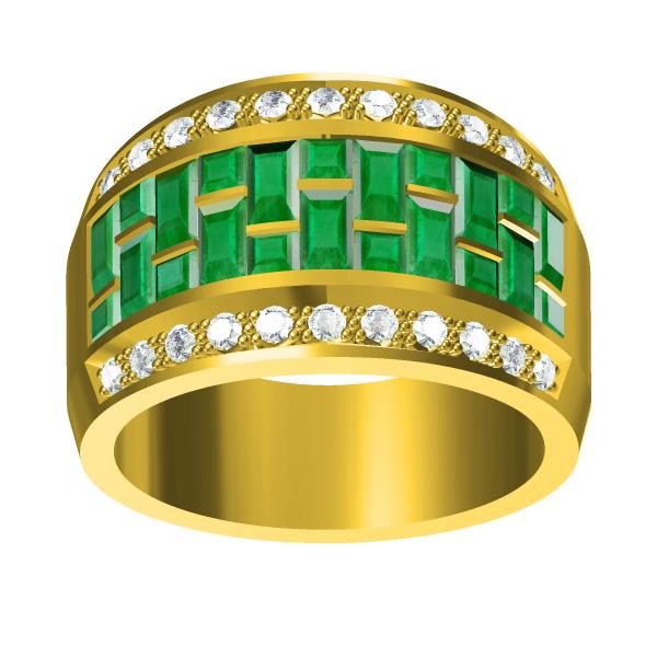 Emerald Gemstone 14K Yellow Gold Ring