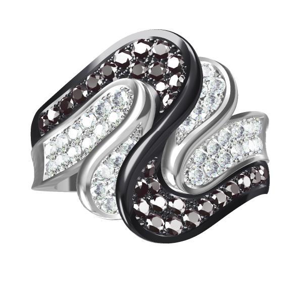 Diamond Gold Ring S-Shape Waves Ring