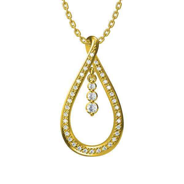 Diamond Gold Pear Pendant Necklace
