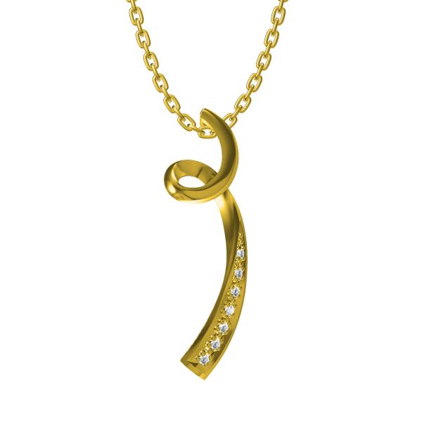 Diamond Gold Ribbon Pendant Necklace