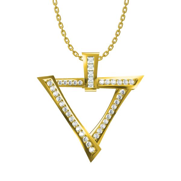 Diamond Gold Triangle Pendant Necklace
