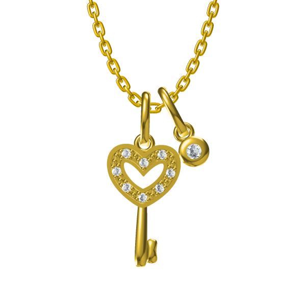 Diamond Carat Gold Key Pendant Necklace