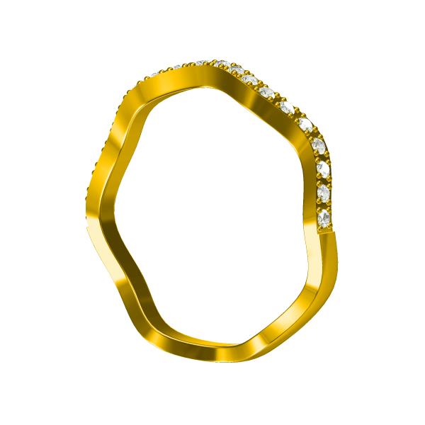 18K Yellow Gold Diamond Wave Ring